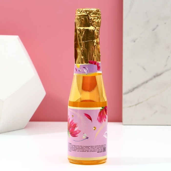 Подарочный набор косметики «Много счастья!», гель для душа во флаконе шампанское 250 мл и мочалка для тела, ЧИСТОЕ СЧАСТЬЕ Подарочный набор косметики «Много счастья!», гель для душа во флаконе шампанское 250 мл и мочалка для тела, ЧИСТОЕ СЧАСТЬЕ