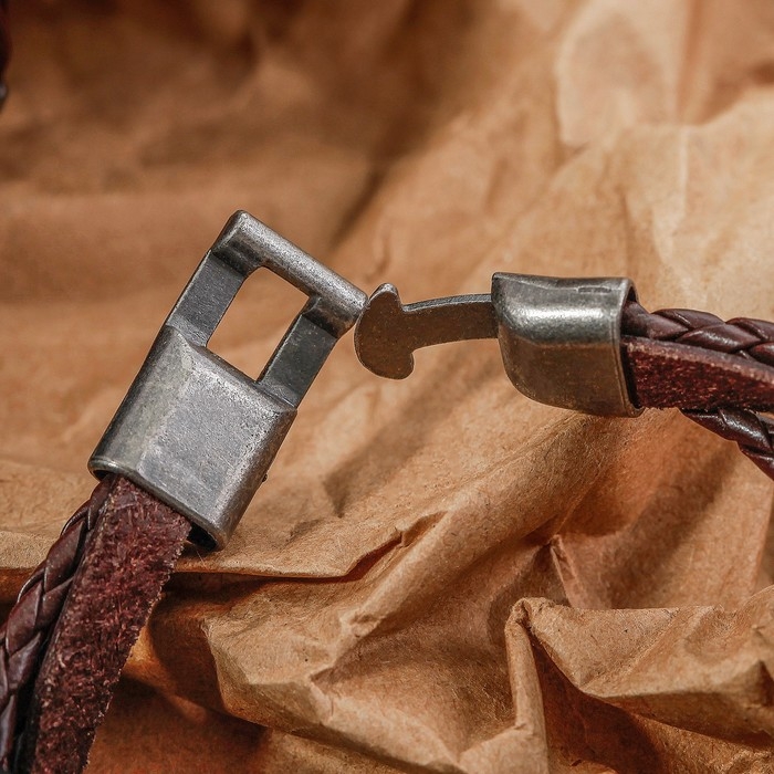 Браслет унисекс &laquo;Стиль&raquo; звезда, цвет коричневый с чернёным серебром, 21,5 см