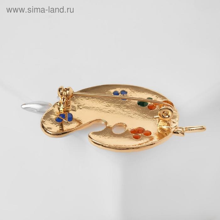 Брошь &laquo;Палитра&raquo; с кистями, цветная в золоте