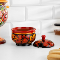 Сахарница &laquo;Ягодка&raquo;, малая, 9&times;9 см, хохлома