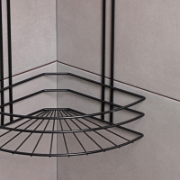 Полка угловая для ванной 4-х ярусная Native, 175&times;175&times;762 мм, цвет черный матовый