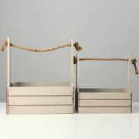 Набор кашпо деревянных 2 в 1 (25.5&times;15&times;30; 20&times;12&times;23) "Прованс", светло-серый