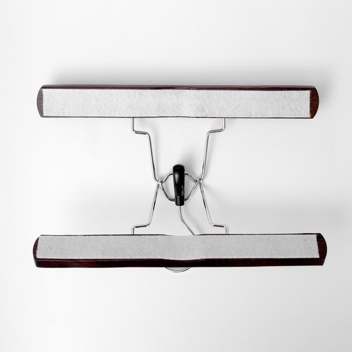 Вешалка для брюк и юбок Доляна, 25&times;16,5 см, зажим, цвет тёмное дерево