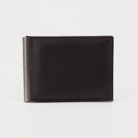 Зажим для купюр с металлическим держателем, отдел для карт, наружный карман, цвет коричневый Зажим для купюр с металлическим держателем, отдел для карт, наружный карман, цвет коричневый