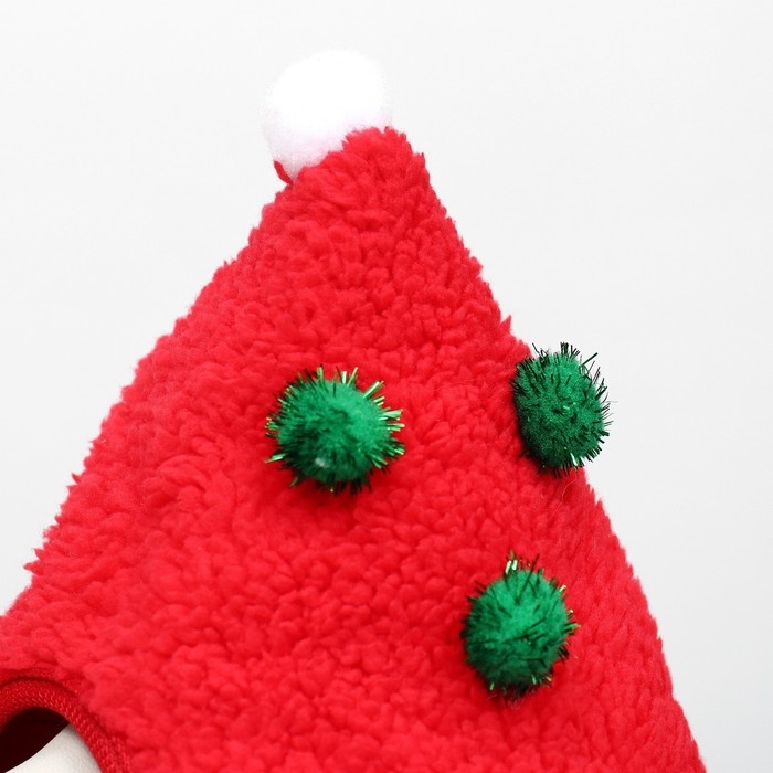 Новый год. Шапка для животных "Колпак", размер L(ОМ 20 см, длина 20 см), красный