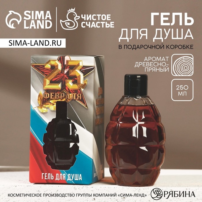 Гель для душа &laquo;С 23 Февраля&raquo;, 250 мл, аромат цитруса, HARD LINE