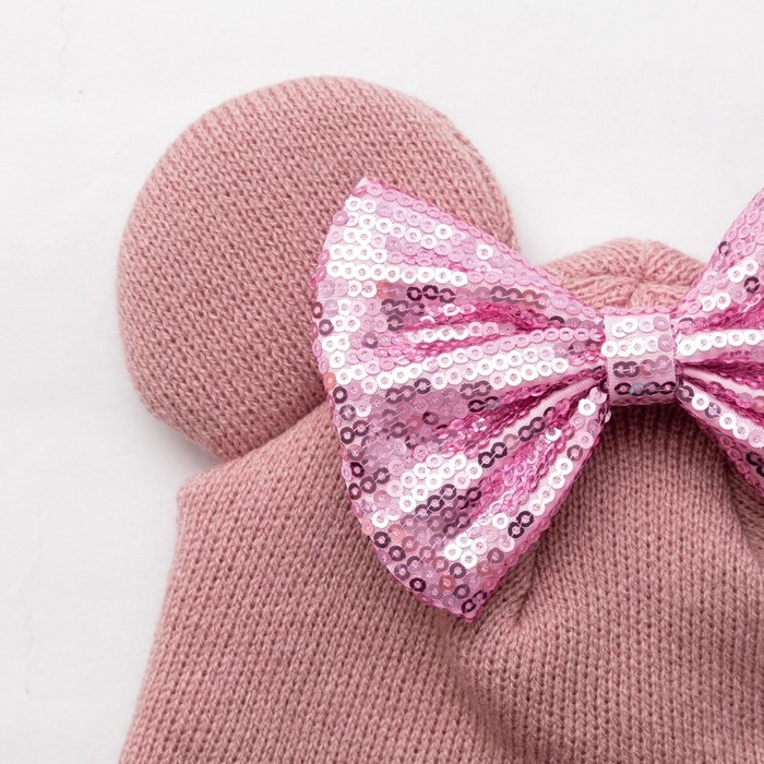 Шапка для девочки, цвет пудра, размер 42-46 Шапка для девочки, цвет пудра, размер 42-46