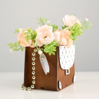 Кашпо деревянное 15,5х10х12 см "Сумочка", мокко-белый Кашпо деревянное 15,5х10х12 см "Сумочка", мокко-белый