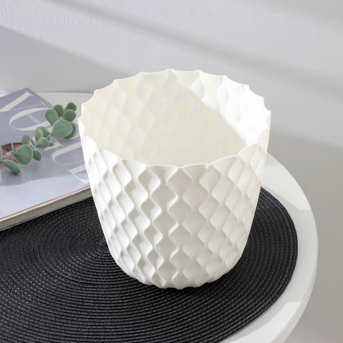 Горшок для цветов с поддоном &laquo;Wave&raquo;, 2,5 л, d=17,5 см, цвет белоснежный