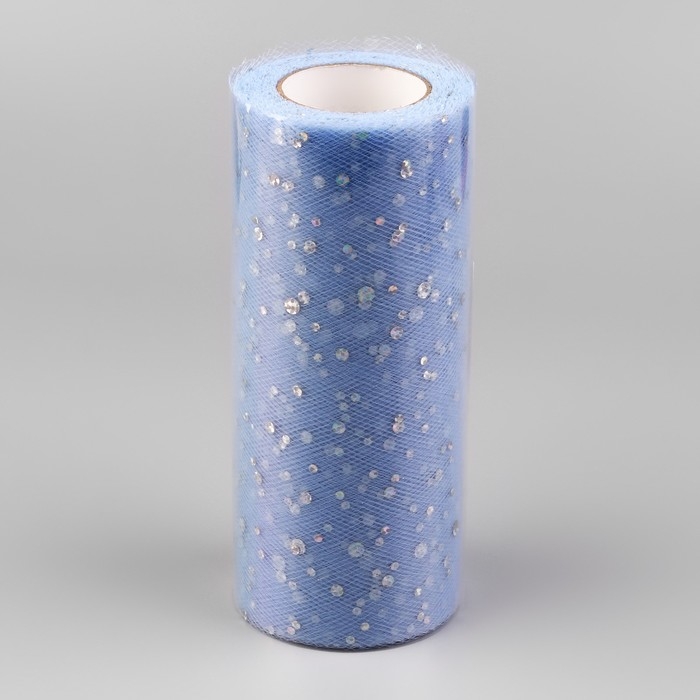 Фатин с блёстками, 15 см, 11 &plusmn; 1 г/кв.м, 23 &plusmn; 1 м, цвет голубой №21