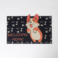 Коврик влаговпитывающий придверный Доляна &laquo;Корги&raquo;, без окантовки, 39&times;59 см, цвет чёрный