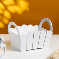 Кашпо деревянное 25&times;16&times;17 см "Мария", ручки боковые, МДФ, белое