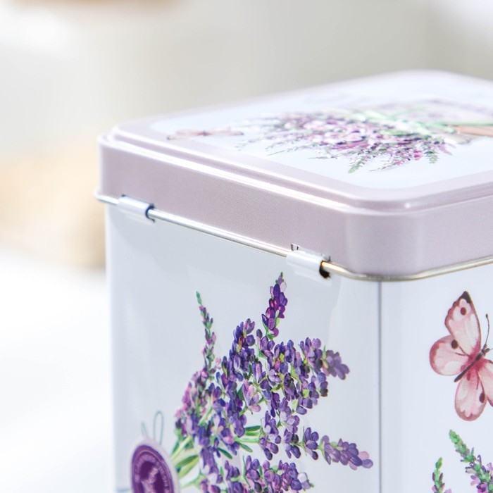 Банка с крышкой для сыпучих продуктов &laquo;Лаванда-3&raquo;, 1,2 л, 9&times;16,5 см, прямоугольная