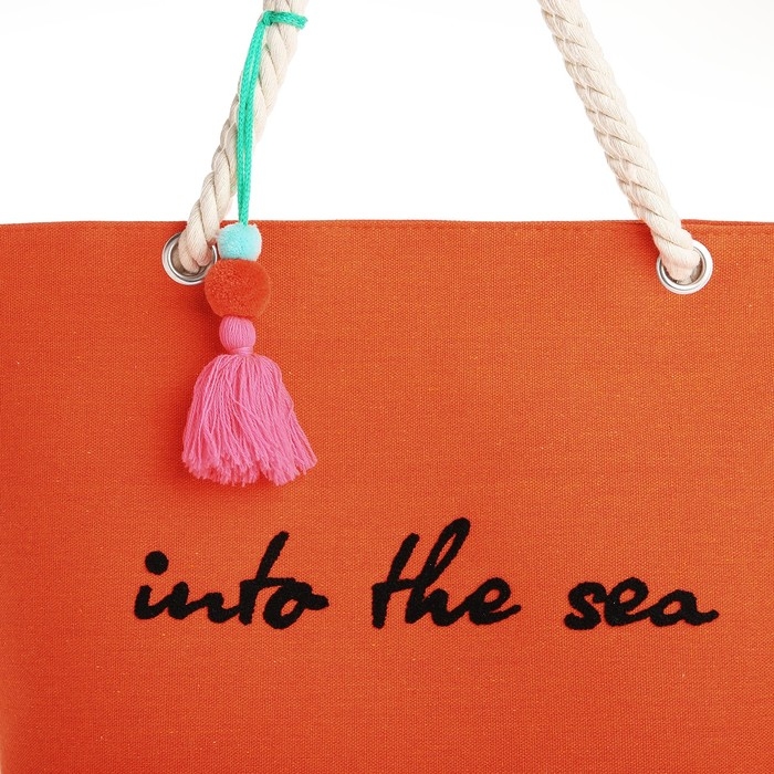 Сумка женская пляжная Into the sea, 50х34,5х14 см, оранжевый цвет Сумка женская пляжная Into the sea, 50х34,5х14 см, оранжевый цвет
