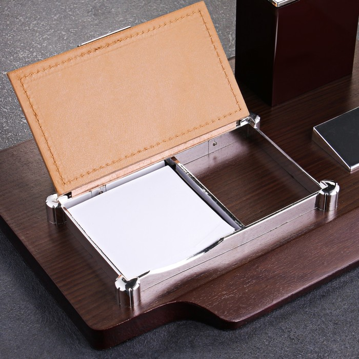 Набор настольный канцелярский 4в1 с визитницей, микс Набор настольный канцелярский 4в1 с визитницей, микс