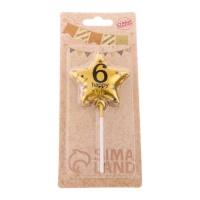 Свеча в торт на шпажке "Воздушный шарик.Звезда", цифра 6, 5,5 см, золотая Свеча в торт на шпажке "Воздушный шарик.Звезда", цифра 6, 5,5 см, золотая