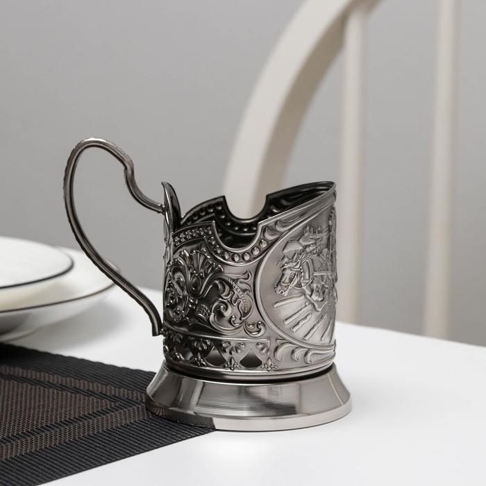 Подстаканник &laquo;Тройка&raquo;, d=72 мм, никелированный, с чернением