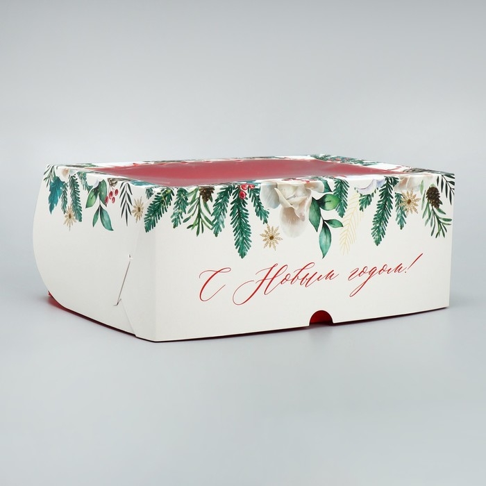 Коробка для капкейков складная с двусторонним нанесением &laquo;С Новым годом&raquo;, 25 х 17 х 10 см, Новый год