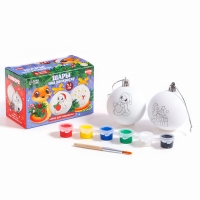 Ёлочные шары под раскраску на новый год &laquo;С Новым Годом! Змея&raquo;, d = 5,5 см, новогодний набор для творчества