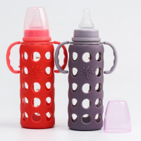 Бутылочка в силиконовом чехле, стекло, классическое горло, +6мес., 240мл., цвет МИКС для девочки Бутылочка в силиконовом чехле, стекло, классическое горло, +6мес., 240мл., цвет МИКС для девочки