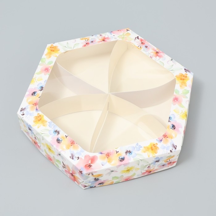 Коробка кондитерская складная, упаковка &laquo;Цветы для тебя&raquo;, 23 х 23х 4 см