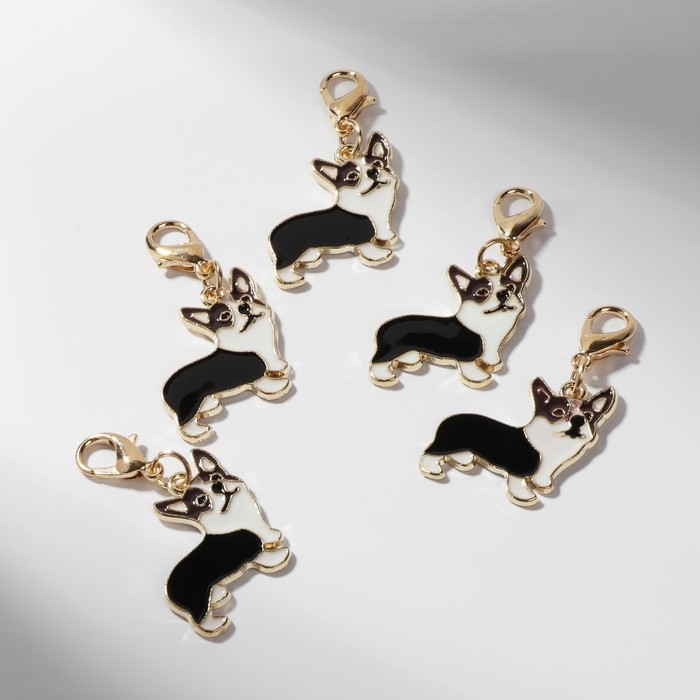 Шарм &laquo;Корги&raquo;, чёрно-белый в золоте