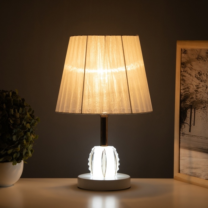 Лампа настольная "Клаудия" 1х40Вт Е27 1х5Вт LED белый/прозрачный 21х21х34см