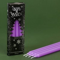 Новогодние восковые свечи &laquo;Новый год: Верь в чудеса&raquo;, набор 4 шт., сиреневые, 15 х 1 х 1 см.