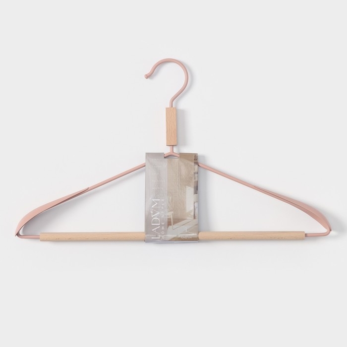 Плечики - вешалка для одежды LaDо́m Laconique, 42&times;24&times;3,2 см, широкие плечики, цвет розовый