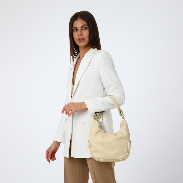 Сумка-мешок на молнии, наружный карман, цвет бежевый Сумка-мешок на молнии, наружный карман, цвет бежевый