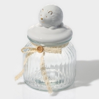 Банка стеклянная для хранения сыпучих продуктов Доляна &laquo;Ёжик в золотом&raquo;, 600 мл, с керамической крышкой