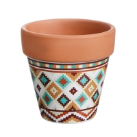 Горшок "Трапеция" терракот с узором, 9х9см, МИКС