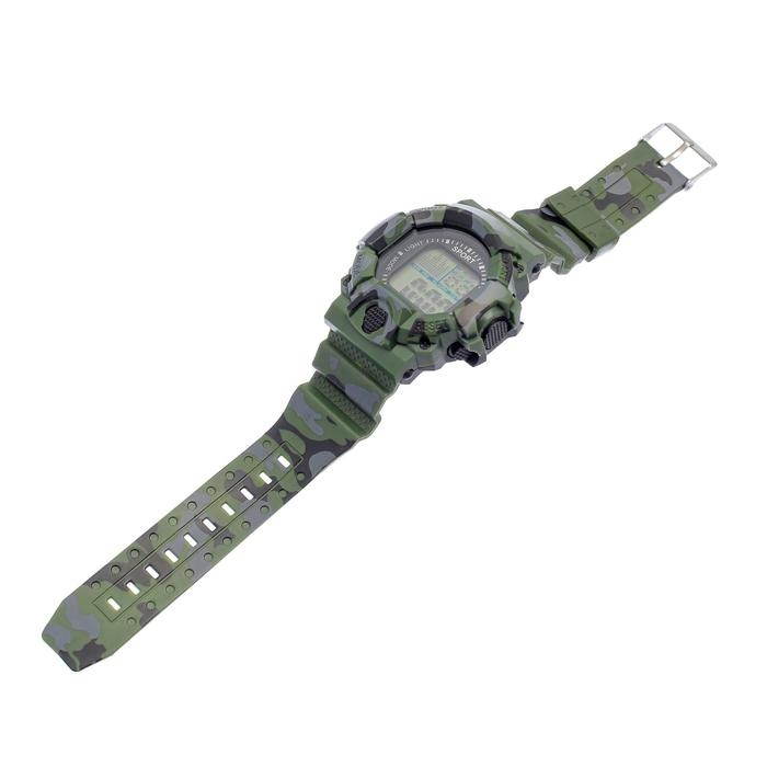 Часы наручные электронные SPORT, d-5 см, ремешок силикон 24.5 см, хаки