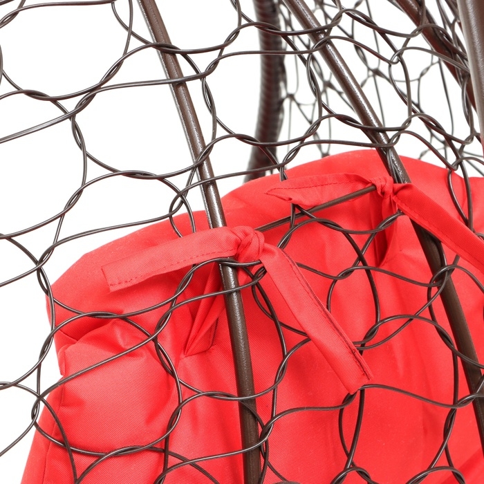 Подвесное кресло КОКОН &laquo;Капля&raquo; красная подушка, коричневая стойка