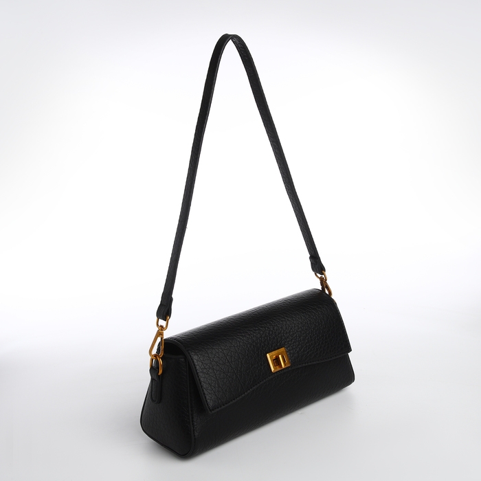 Сумка женская мессенджер на клапане TEXTURA, средний размер, цвет чёрный Сумка женская мессенджер на клапане TEXTURA, средний размер, цвет чёрный