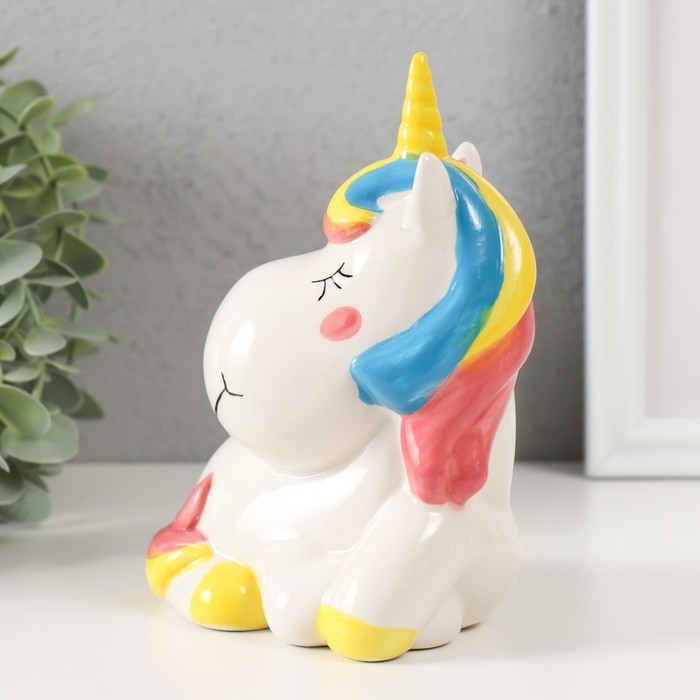 Копилка керамика Копилка керамика "Единорожка спит сидя" 12х9,5х16 см