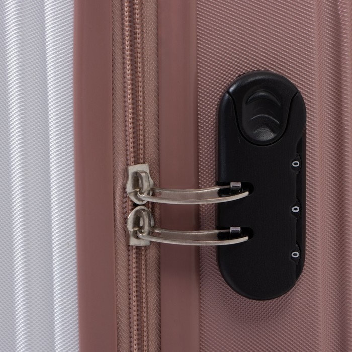 Чемодан большой 85 л (L), отдел на молнии, кодовый замок, цвет белый/розовый