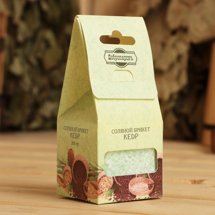 Соляной брикет куб Соляной брикет куб "Кедр" 200 г "Добропаровъ"