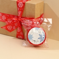 Лента атласная &laquo;Снежинки&raquo;, красная, 4 см х 5 метров