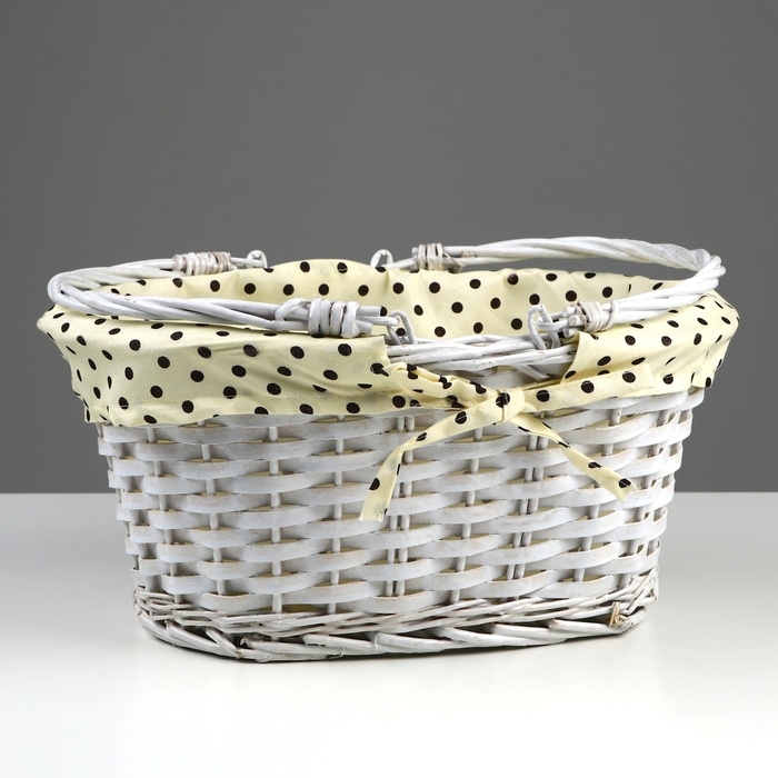 Корзина плетеная, 35х27х17 см, лоза, ткань Корзина плетеная, 35х27х17 см, лоза, ткань