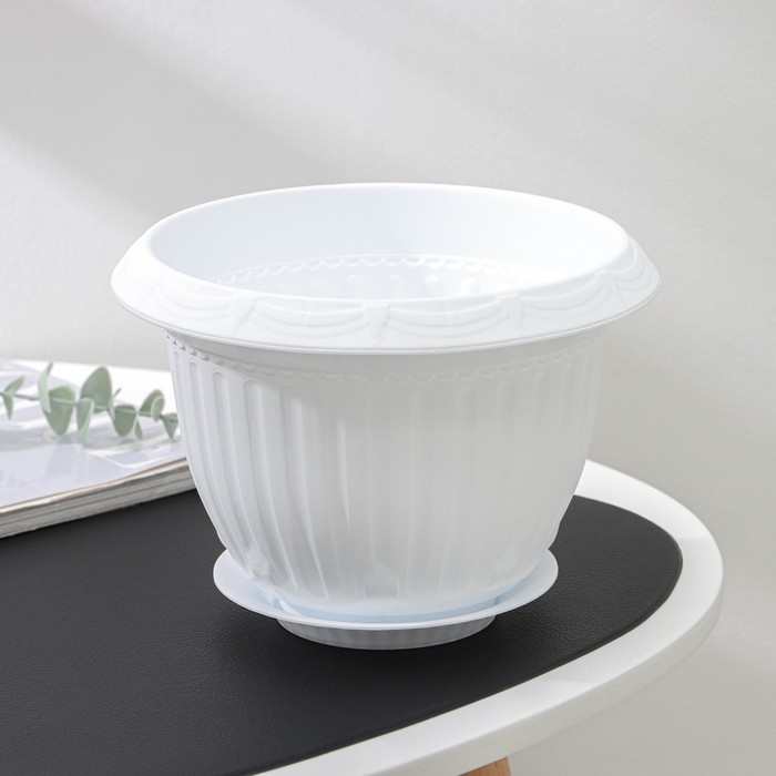 Горшок для цветов с поддоном &laquo;Байкал&raquo;, 2 л, пластиковый, белый