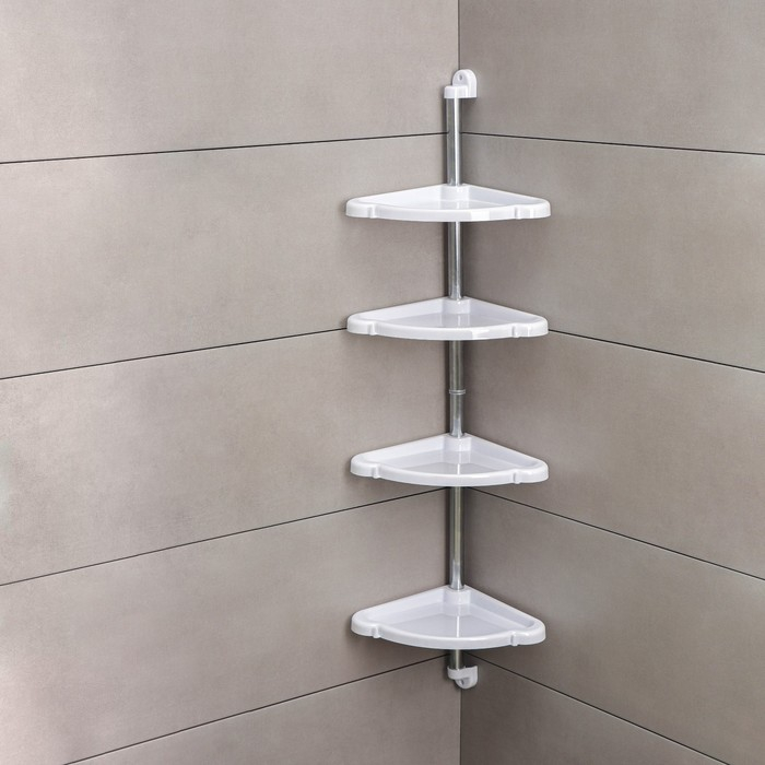 Полка угловая 4-х ярусная &laquo;Элансия&raquo;, 24&times;24&times;98,2 см, цвет белый