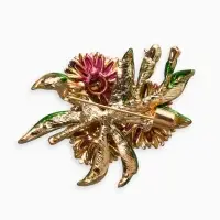 Брошь "Цветы Астры", цвет розово-фиолетовый в золоте