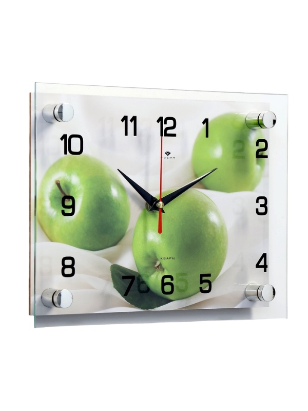Часы настенные: Кухня, "Яблоки", бесшумные, 20 х 26 см