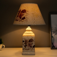 Лампа настольная керамика "Букет с пионами" прямоугольная Е14 220В 42х25х25 см RISALUX