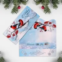 Конверт для денег фигурный &laquo;Снегири&raquo;, 17.5 х 8 см