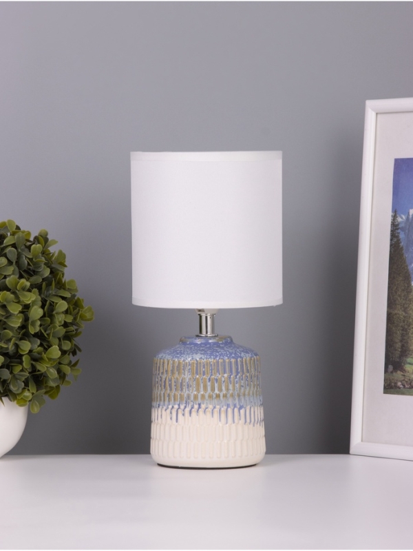 Лампа настольная "Ичиго" 1х40Вт Е14 синий/серый 13х13х25см