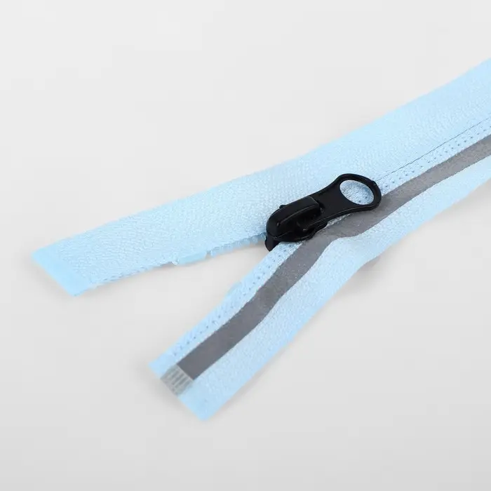 Молния &laquo;Спираль&raquo;, №5, разъёмная, со светоотражающей полосой, замок автомат, 60 см, голубая