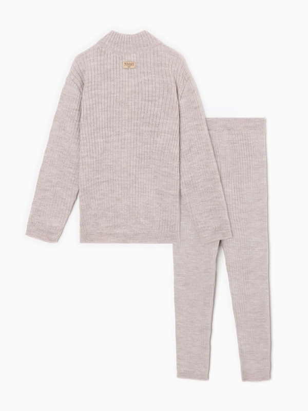 Костюм детский вязаный (кофта и брюки) MINAKU, цвет бежевый, рост 110 см
