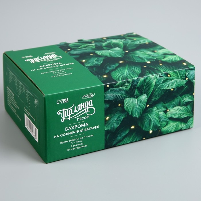 Гирлянда &laquo;Бахрома&raquo;, 3&times;0.6 м, IP44, 114 LED, 8 режимов, солнечная батарея, прозрачная нить, свечение тёплое белое